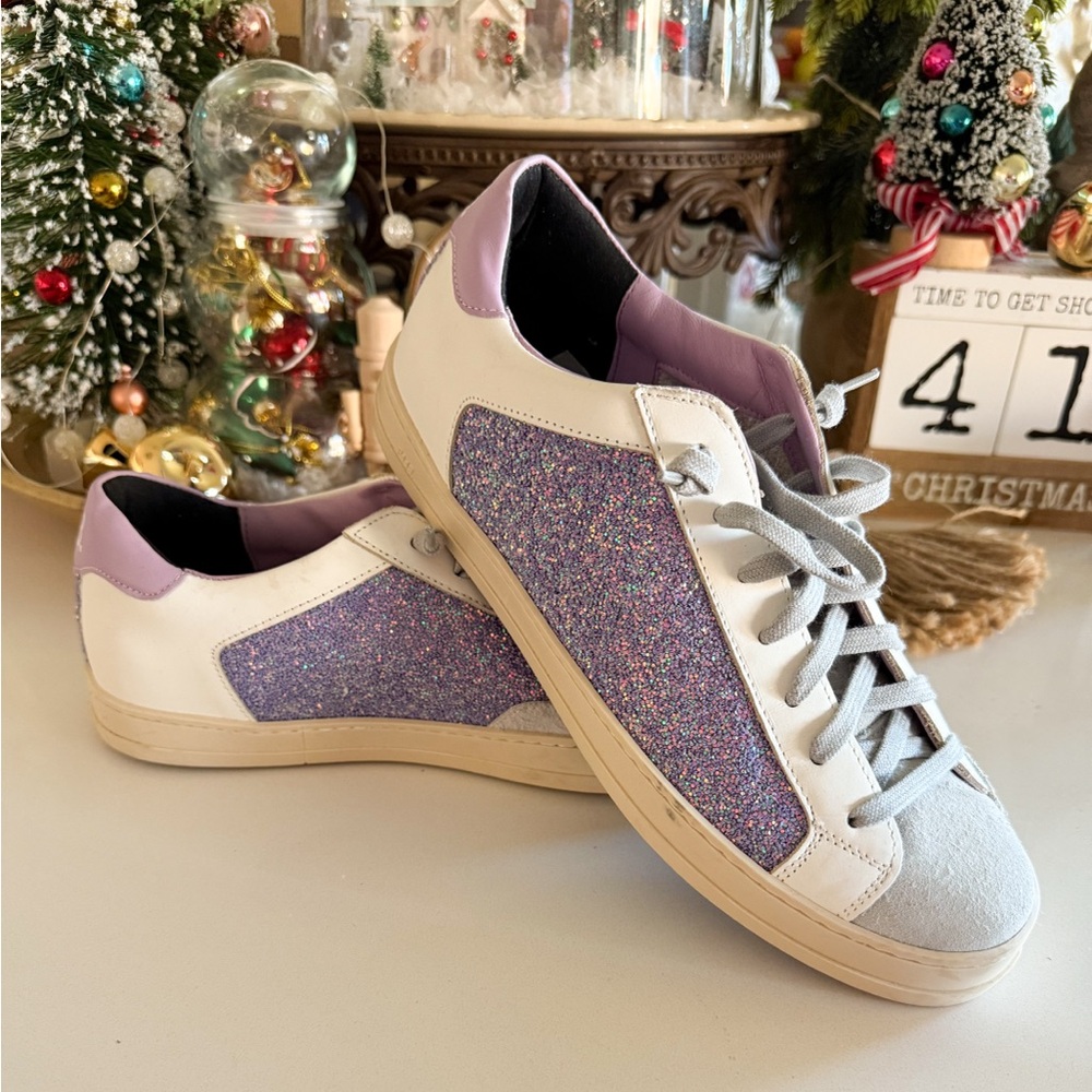 P448 Women's Purple Glitter Sneakers